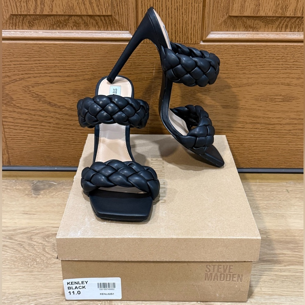 Steve Madden Black Braided Heels